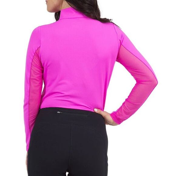 IBKUL Women's Hot Pink Solid Long Sleeve Quarter Zip Top Size X-Large - Picture 2 of 12